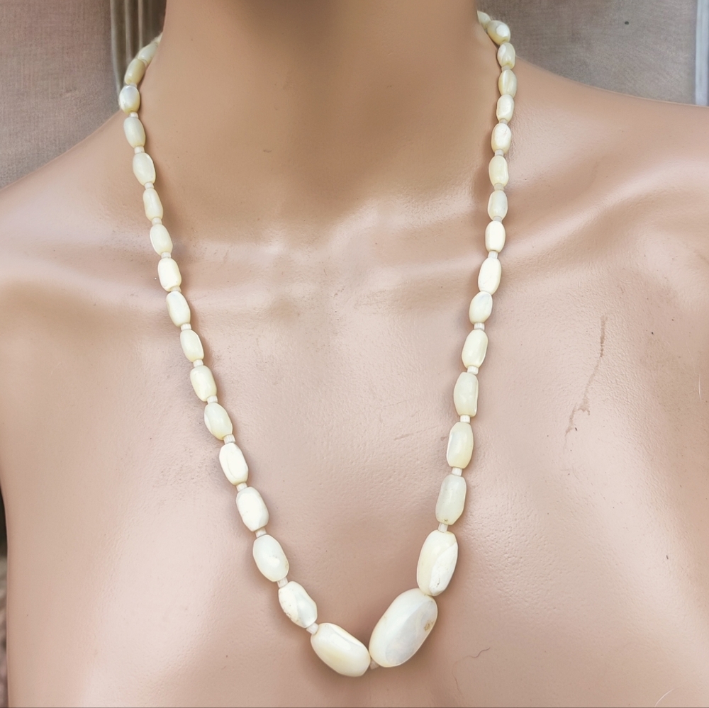 Antique 24" victorian mother of pearl necklace